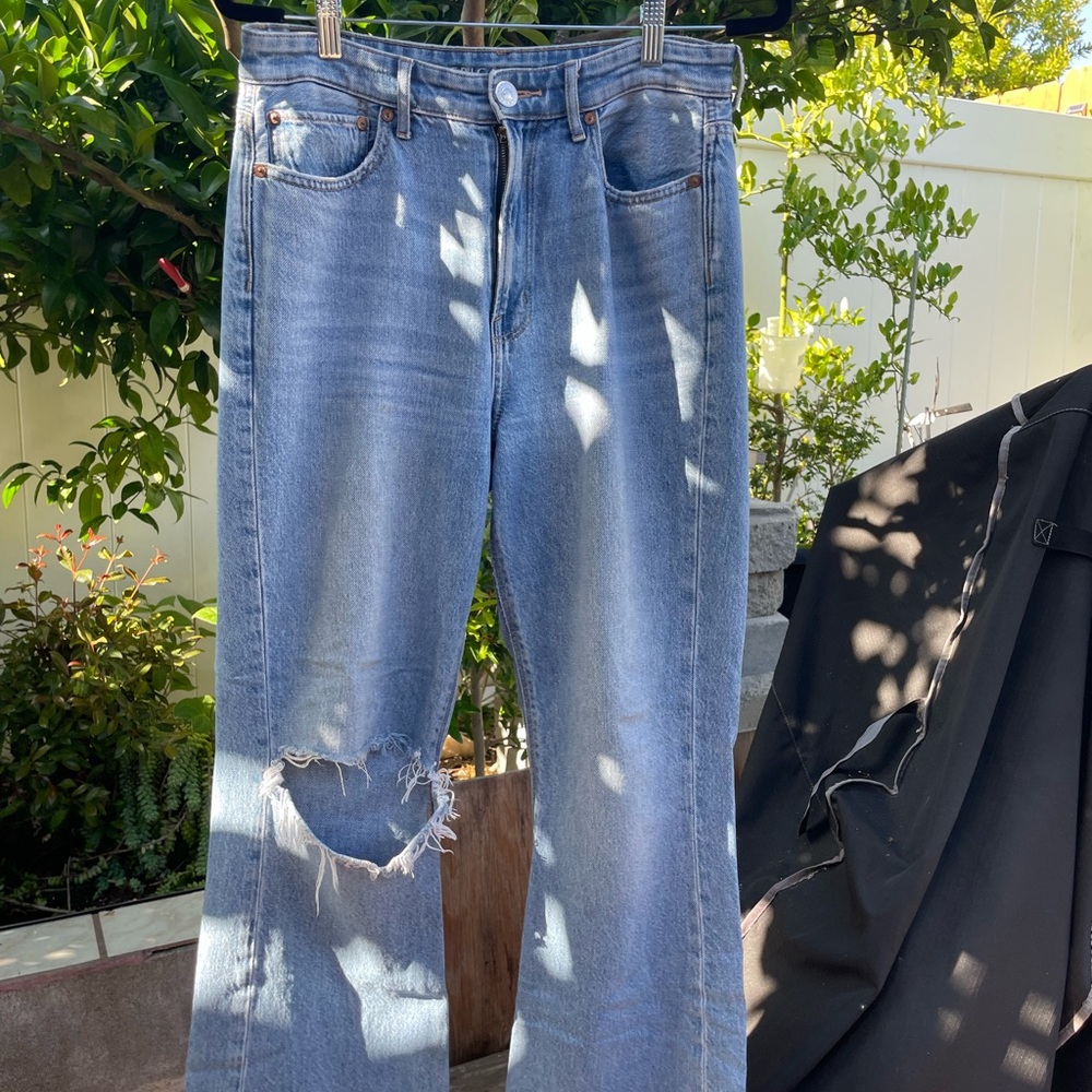American Eagle Distressed Light Blue Flare Jeans